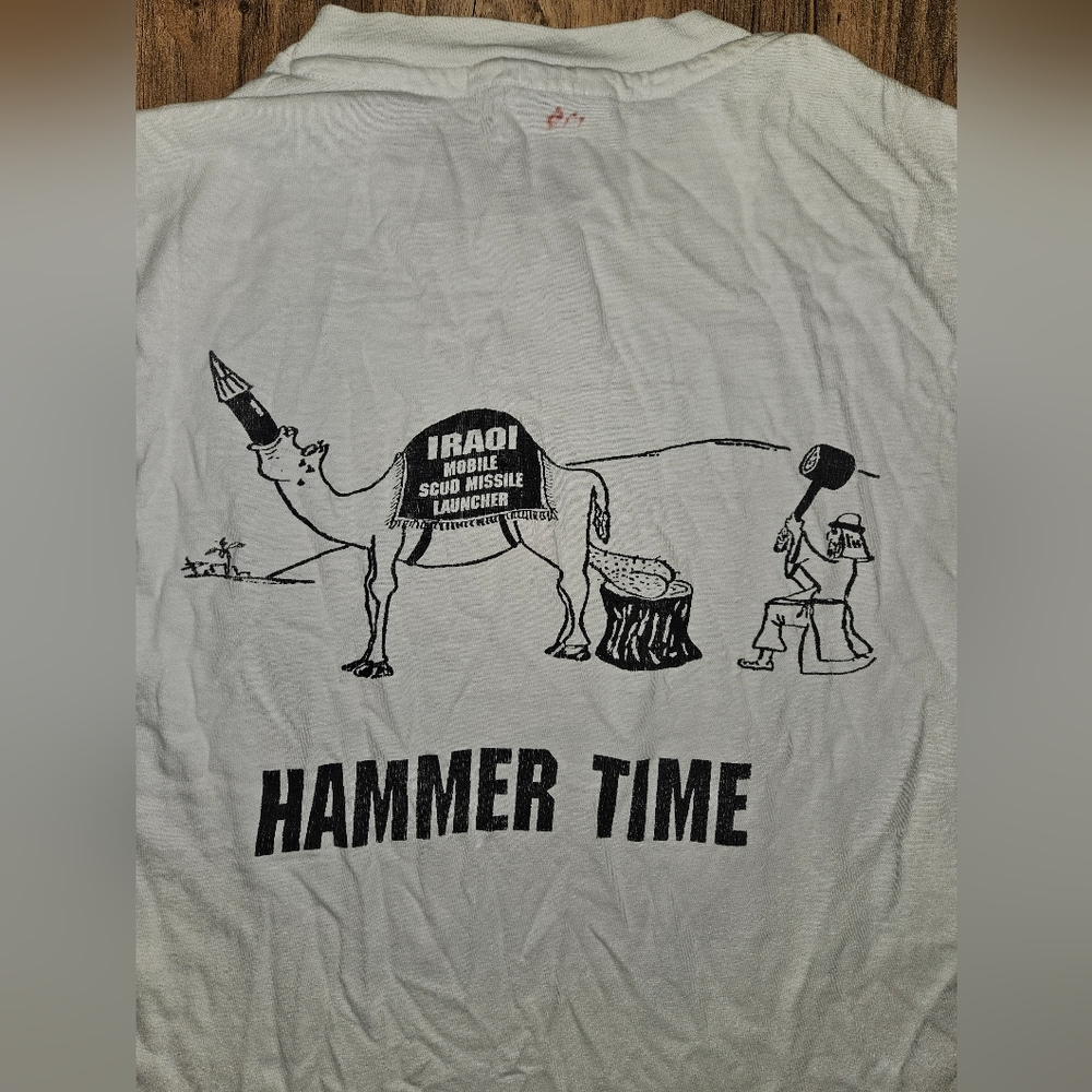 Vintage 90s Gulf War Hammer Time Scud Missile Camel White Shirt L Single Stitch